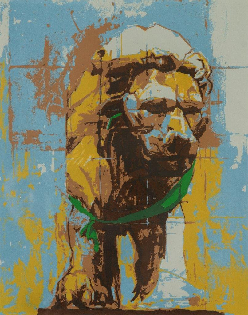 Amir Hossein Akhavan - Untitled (Portrait of a Lion) - silk screen 46x38 cm - 2015